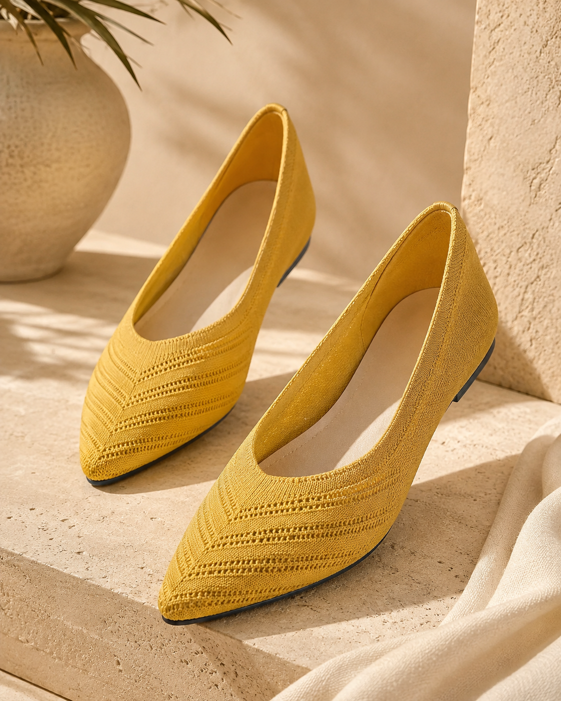 The Riviera Pointed Knit Flats