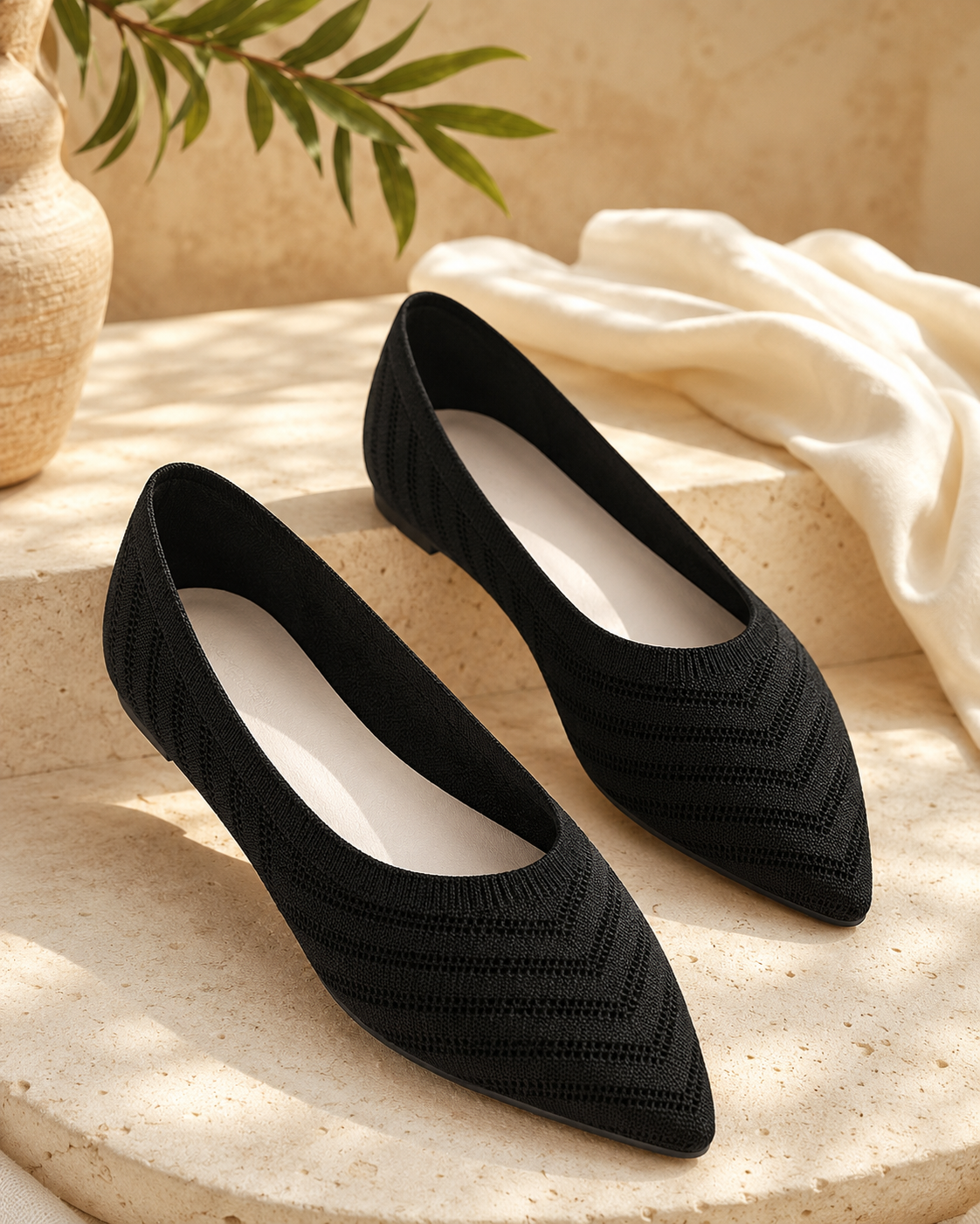 The Riviera Pointed Knit Flats