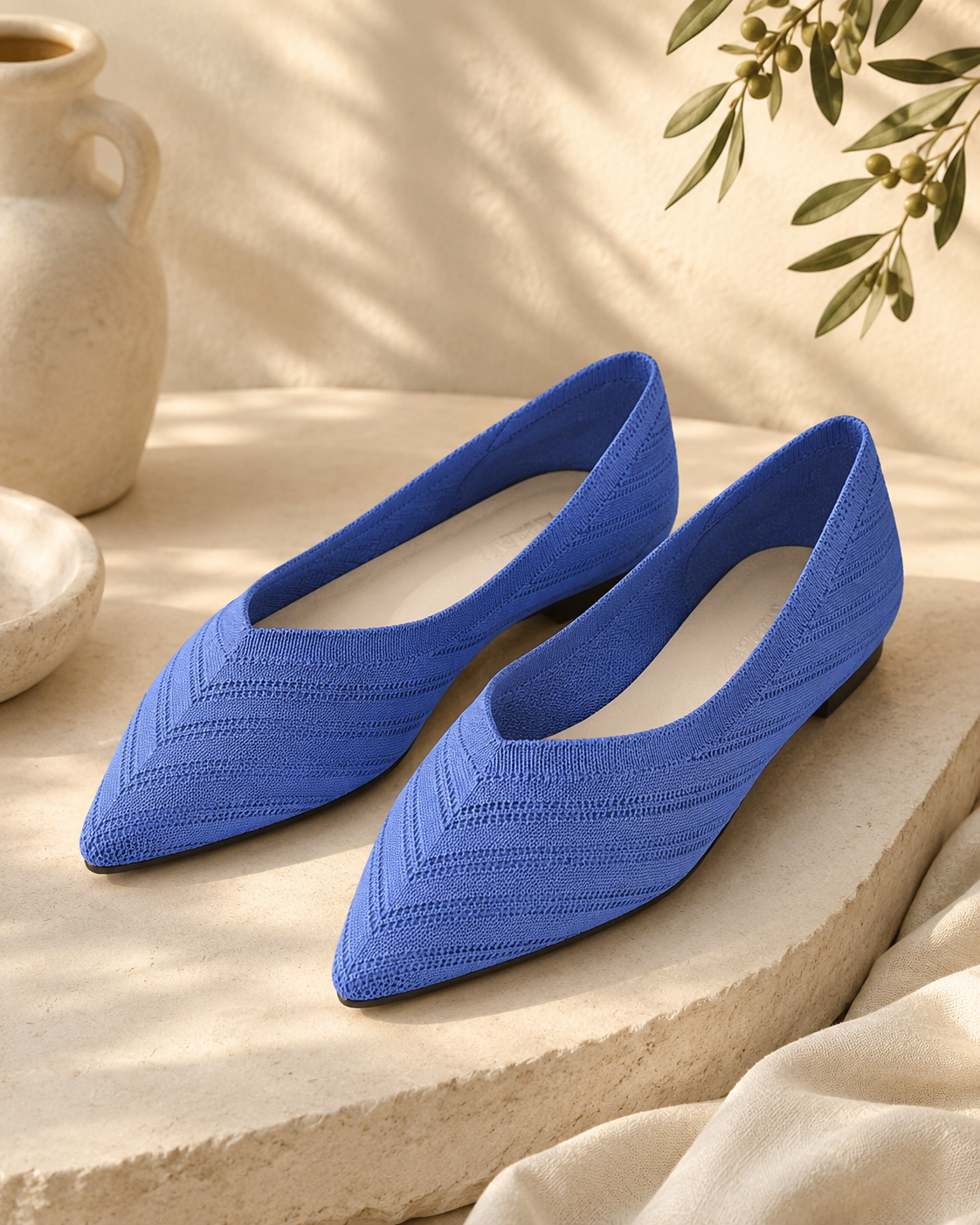 The Riviera Pointed Knit Flats