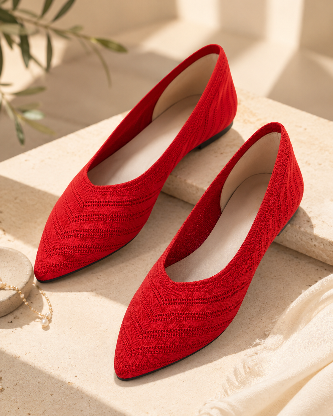 The Riviera Pointed Knit Flats